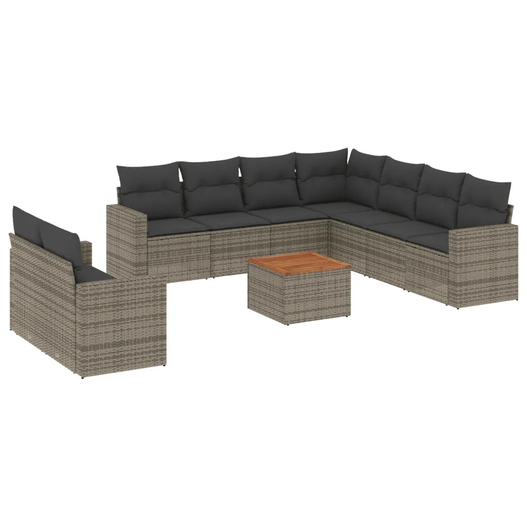 Set Divano da Giardino 10 pz con Cuscini Grigio in Polyrattancod mxl 88419