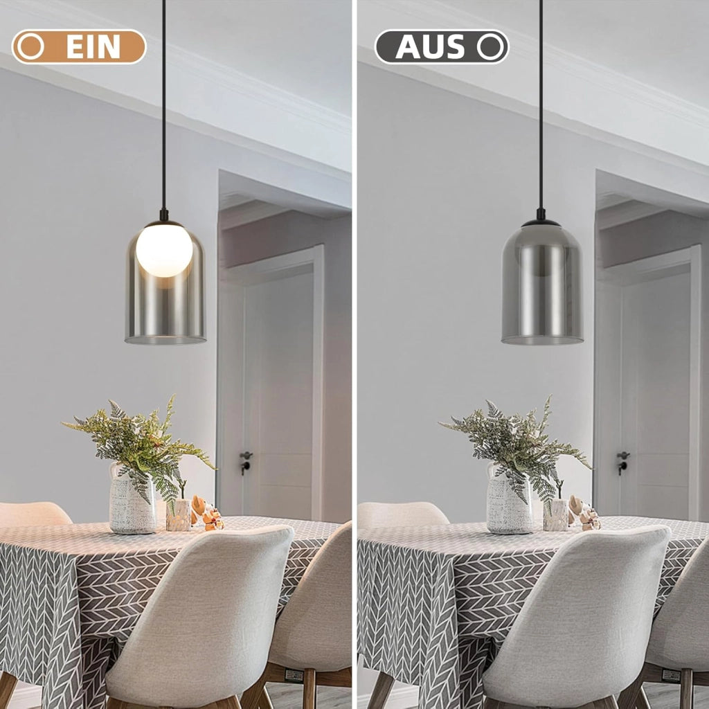 Lampada a sospensione ZMH per sala da pranzo nera 1 fiamma G9 in vetro vintage per camera da letto