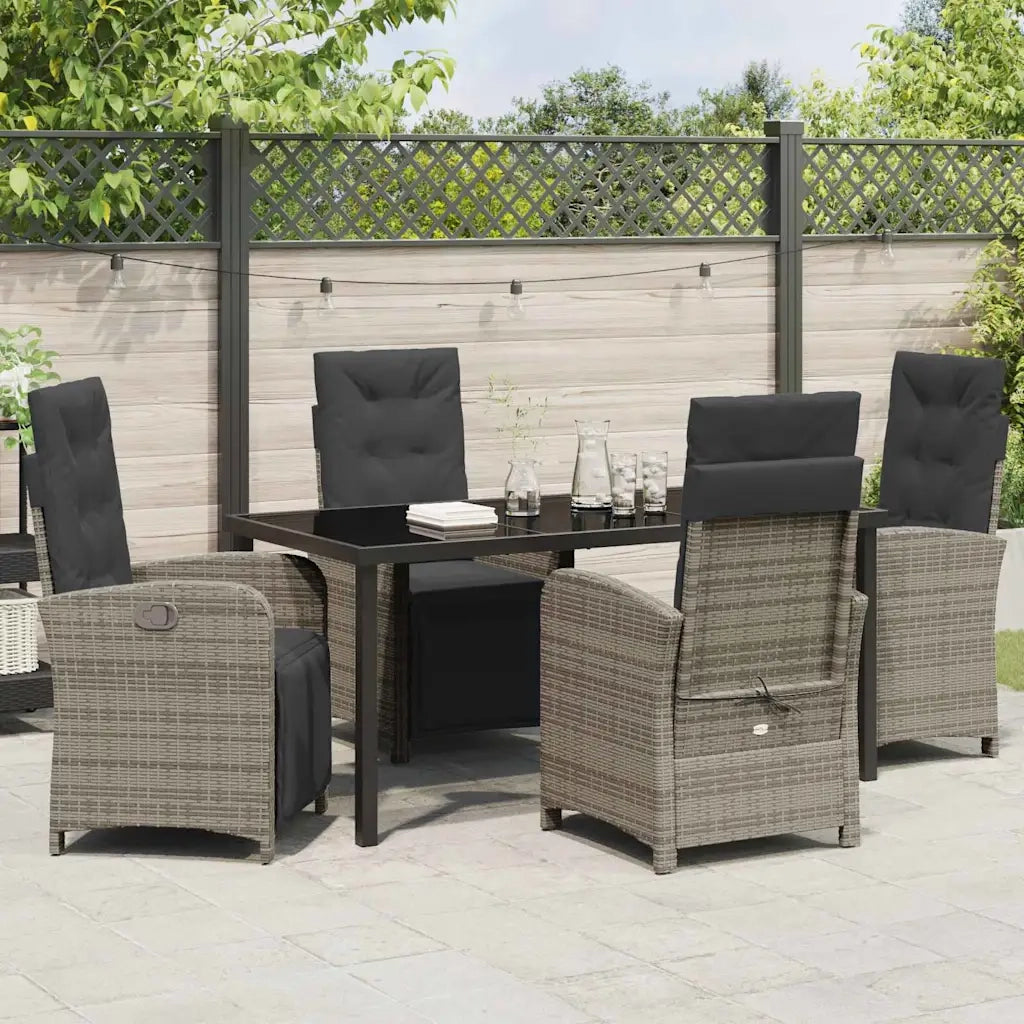 Set da Pranzo per Giardino con cuscino 5 pcs Grigio polyrattan 3380326