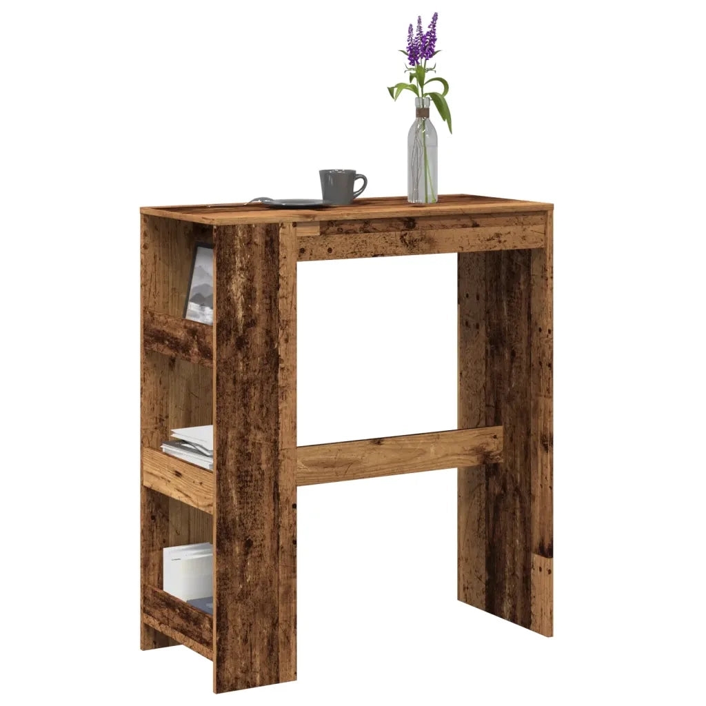 vidaXL Tavolo Bar con Rastrelliera Antico 90x40x103,5 cm Multistrato