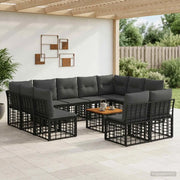 Set di divani da esterno 12 pcs Nero e Grigio scuro Poliestere 3437575