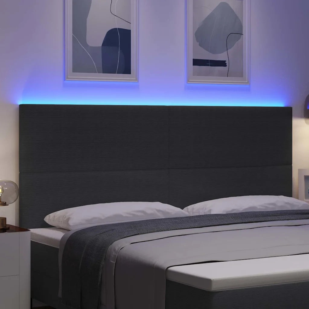 Testiera | Testata LED con Testiera | Testata Grigio scuro 200 cm Tessuto in Cords