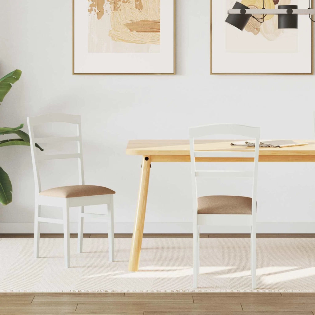 Sedia da pranzo 2 pcs Bianco e marrone Legno di gomma solido