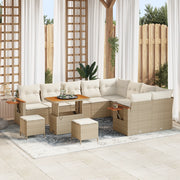 Set di divani da giardino  12 pezzi con cuscini beige polyrattan acacia