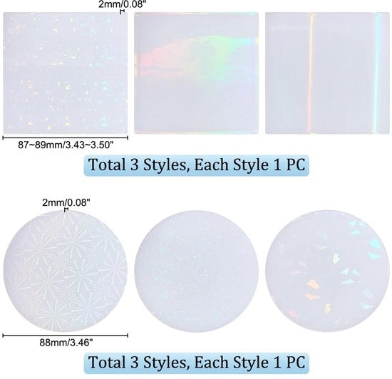Kit di sostituzione per cera 6 pezzi - Faccia in silicone holografica - Stampi per cera epoxy - Attrezzatura per fai da te per modellare cera al cioccolato - Dimensioni 88 x 2 mm - Stampi per silicone