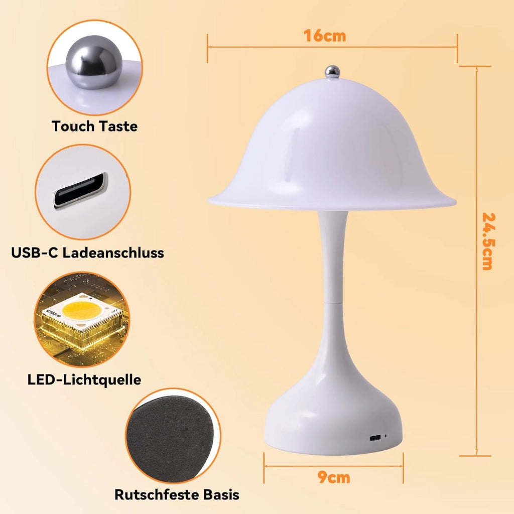 ZMH Lampada da tavolo LED USB ricaricabile dimmerabile per camera letto