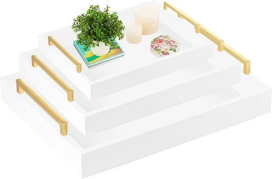 Manubrio in legno di servizio - 3 pezzi grandi - tavola da pranzo per festa - tavolo salotto con cassetta - cassetta decorativa per profumi - ornamenti - accessori - colazione cena bevande