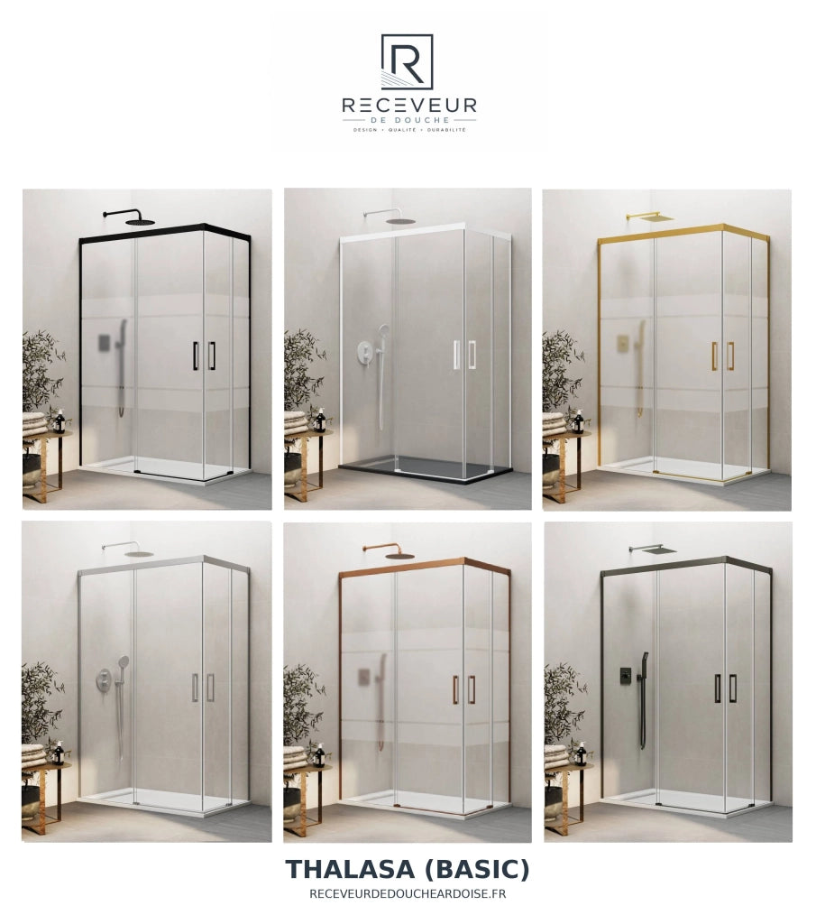 Box doccia ingresso angolare 2+2 THALASSA (BASIC) 70x70 cm Oro vetro serigrafato