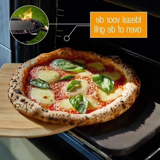 Pietra per Pizza in Folia di Acciaio Inox - Resistente al Calore Nero - Per Pizza Croccante in Forno a Pietra