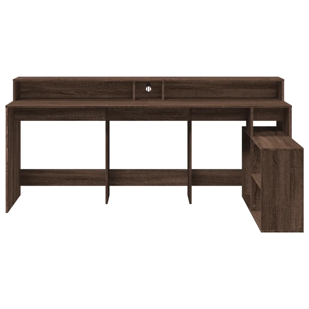 vidaXL Scrivania con Luci LED Marrone Rovere 200x104x91 cm Truciolato