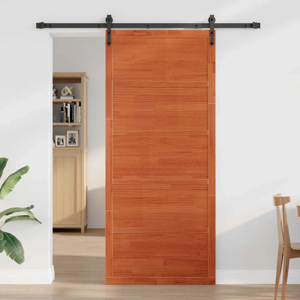 Porta del fienile Marrone Cerato 100 x 2,5 x 208 cm