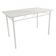 Tavolo Cecilia In Mdf Bianco Marmo E Struttura Metallo Bianco Dimensione 120x70x74cm