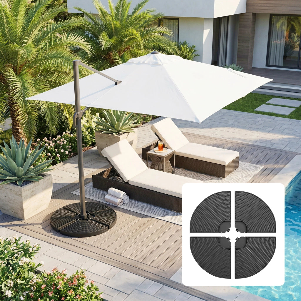 Base per ombrellone 4 pezzi riempibile ¨C Xylo ¨C 100x100x8 cm nero