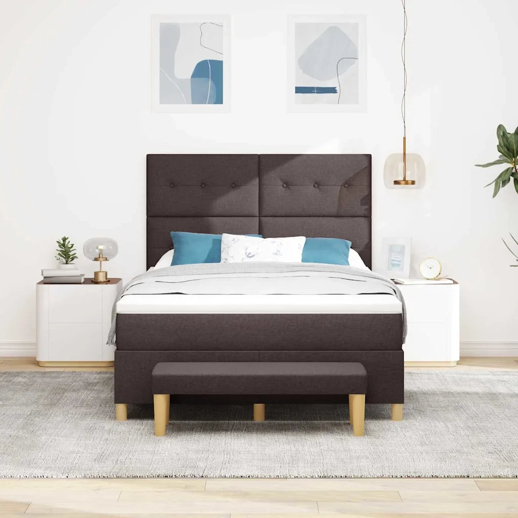 Letto a molle con materasso Marrone scuro 140 x 190 cm Tessuto