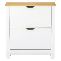 Scarpiera Moderna per 12 Paia Max con 2 Cassetti Regolabili e Rimovibili, in Legno, 72x26x80 cm, Bianco