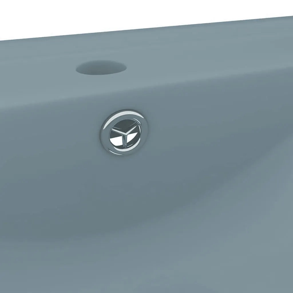 Lavandino con Foro Rubinetto-Lavabo-Lavello Azzurro Opaco 60x46 cm in Ceramica