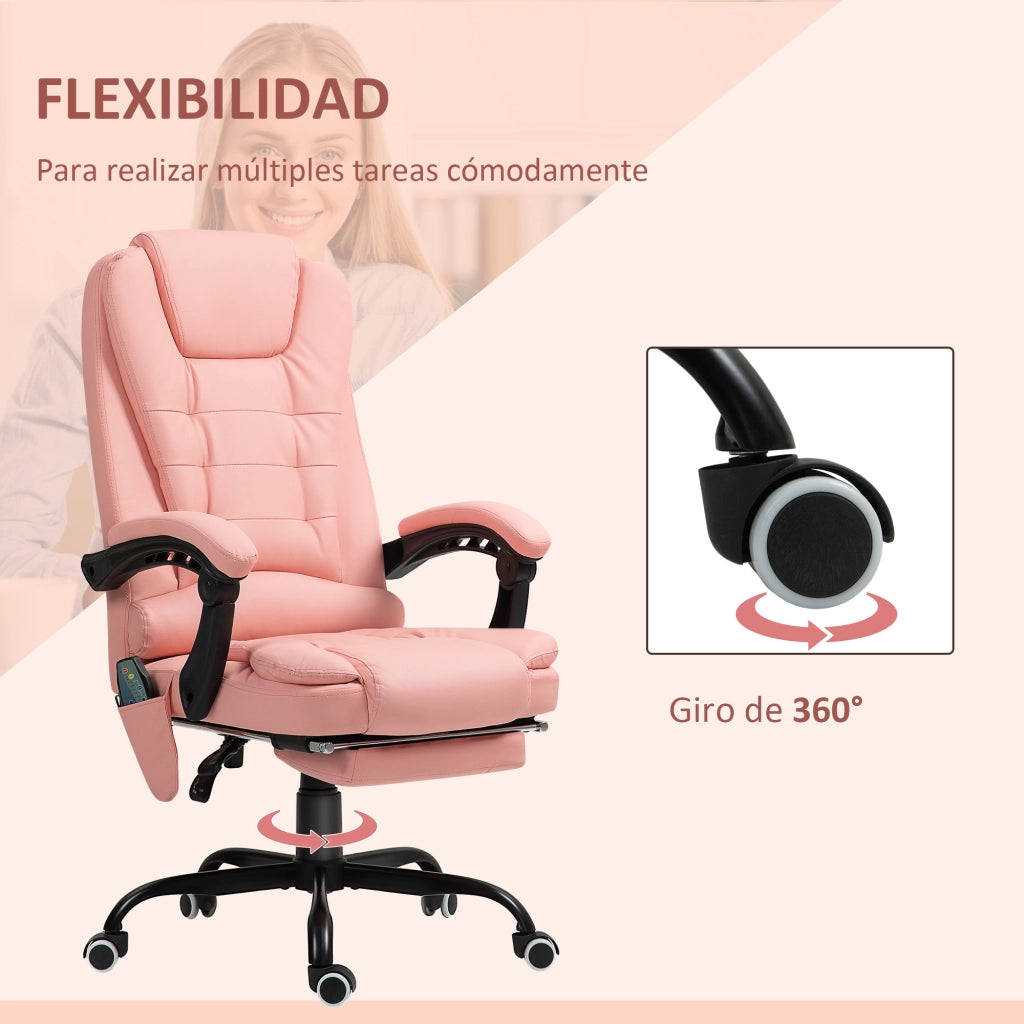 Sedia da ufficio massaggiante con poggiapiedi retrattile ¨C zephmum ¨C rosa