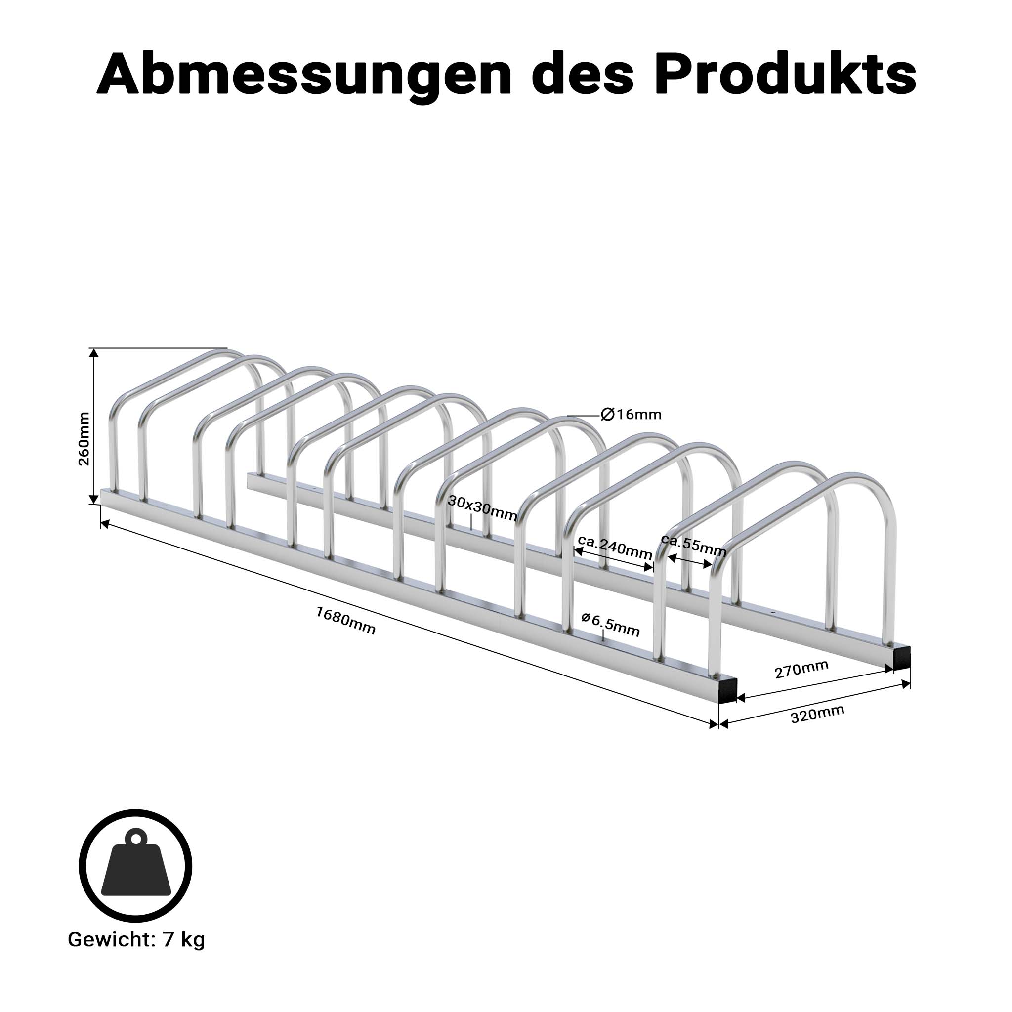 Toboli Rastrelliera per 6 biciclette Portabici in acciaio zincato per interno ed esterno Supporti
