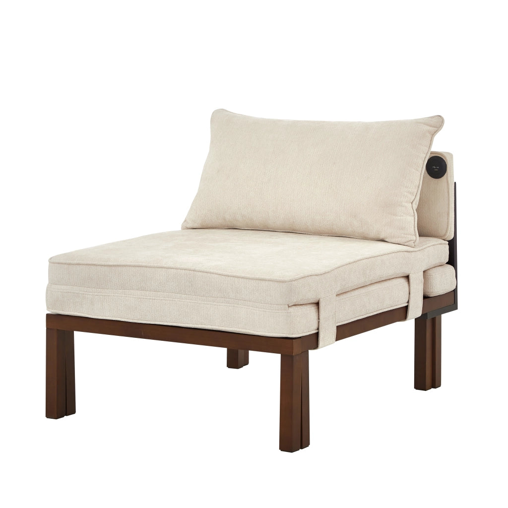 Divano letto pieghevole 2 in 1 con porta USB/Type-C, poltrona estensibile in velluto beige