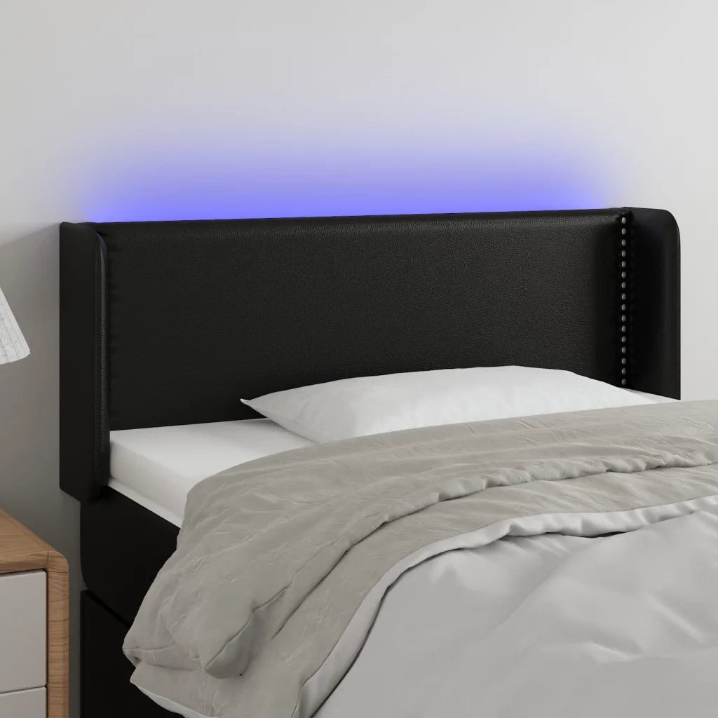 Testiera | Testata a LED Nera 83x16x78/88 cm in Similpelle
