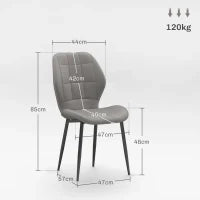 Set di 4 Sedie da Pranzo Moderne per Cucina e Soggiorno con Rivestimento in Flanella, Grigio
