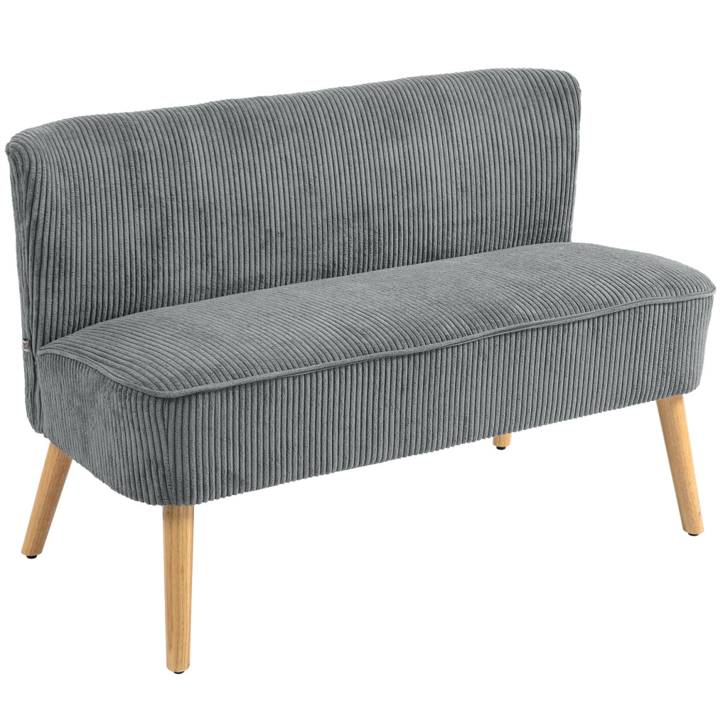 Divano 2 Posti Imbottito Tessuto Velluto Trapuntato ¨C Zephmum ¨C Grigio 117x57x77 cm