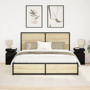 Comodino  con luci LED 2 pezzi Rovere nero 35x39x55 cm