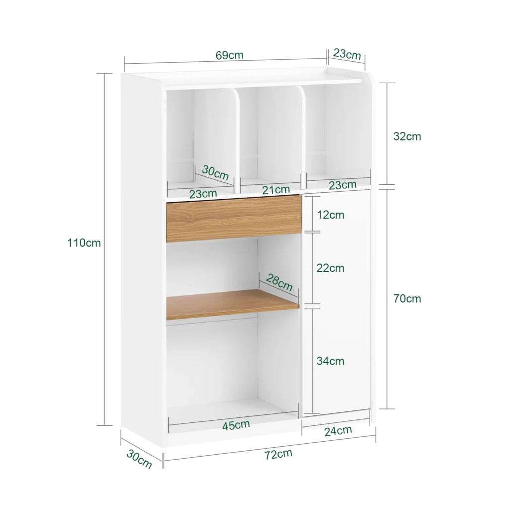 SoBuy Libreria Multiuso con 5 Cubi Portaoggetti, Scaffale Salvaspazio L72*P30*A110cm STR11-WN