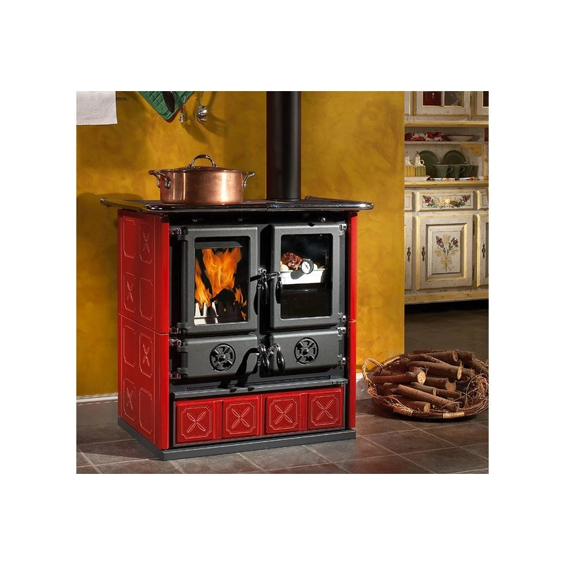 Cucina a Legna Nordica Rosetta BII Maiolica 7.2 Kw Bordeaux Mod. 7013140