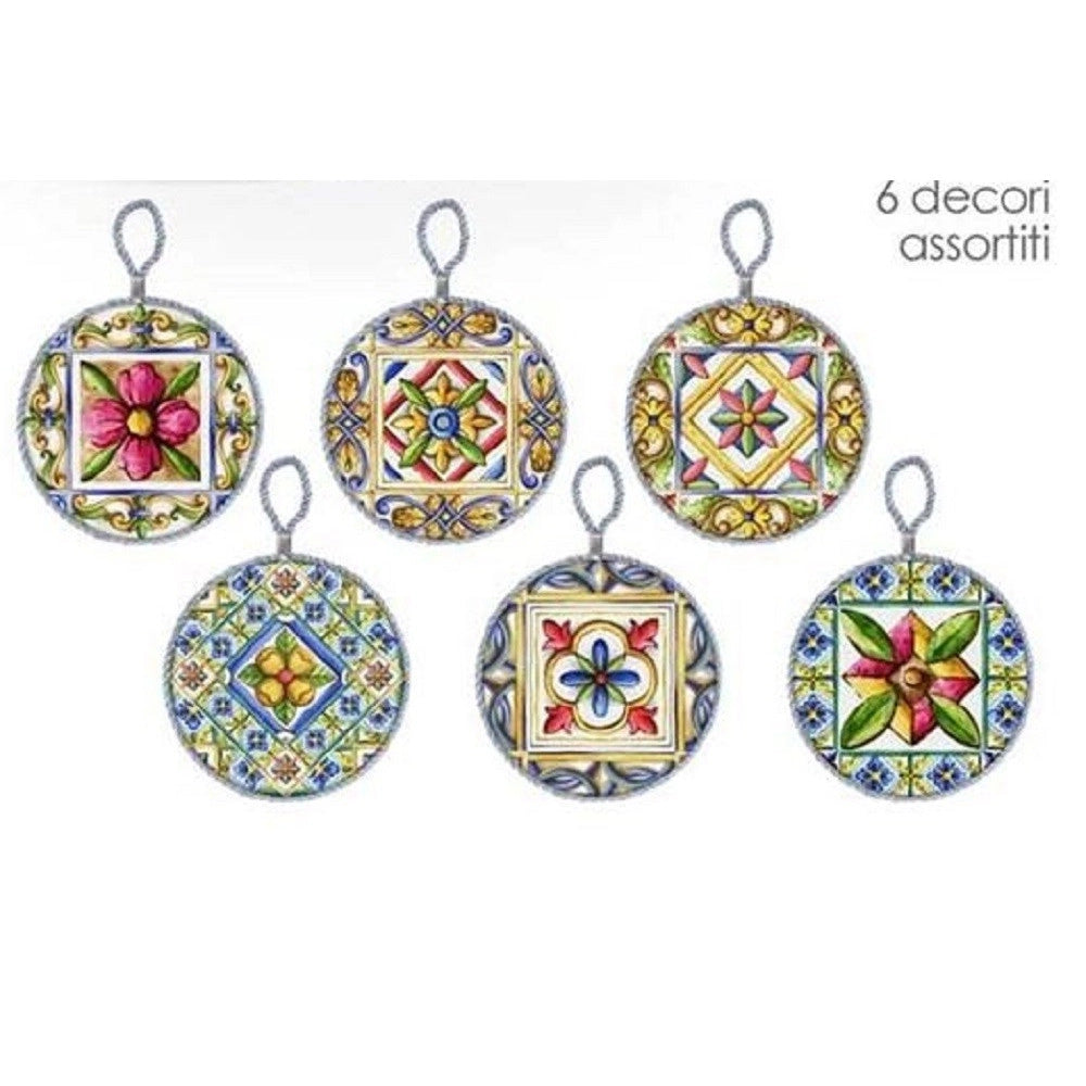 Trade Shop - Quadretto Piastrella Ornamentale In Ceramica 11 Cm Terra E Sole 6 Decori 828911 -