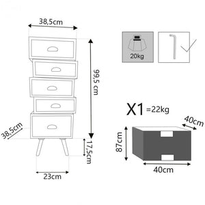 Cassettiera Colorado 40x36,5x99 h cm in Legno Multicolor