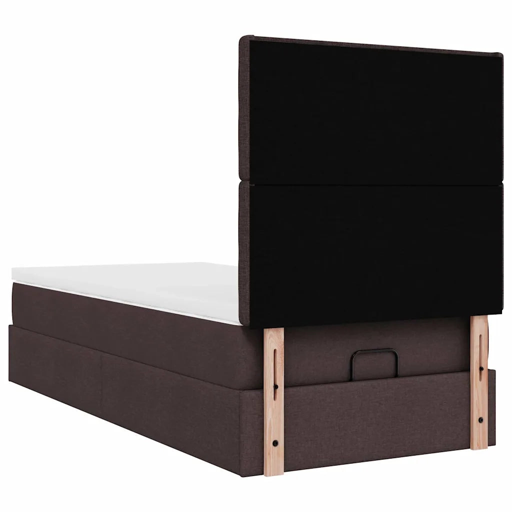 Pouf Letto con Materasso Marrone Scuro 100x200 cm in Tessuto 3313302
