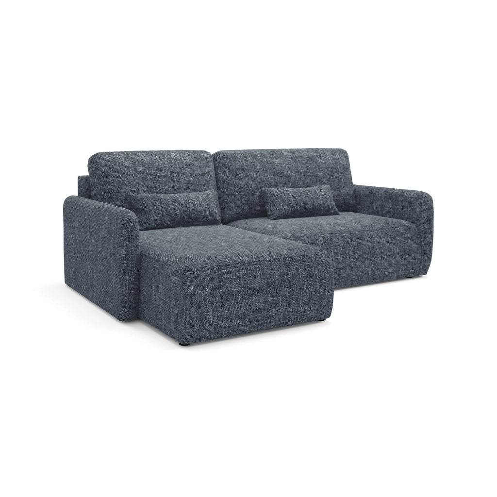 Pagno, Divano Letto con Penisola Contenitore, 207x148 cm blu