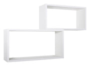 Set 2 Mensole Cubo da Parete Rettangolare in Fibra di Legno Bislungo Bianco
