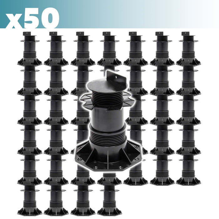 Set 50 supporti per pavimenti galleggianti Altezza regolabile 140-210mm Max 2700 kg Piedini per decking