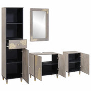 Set di Armadi da Bagno | Armadio da bagno 4 pz Grigio Legno di mango massello