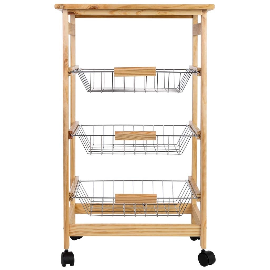 Carrello cucina in legno, 47x37x79h cm, Marrone chiaro