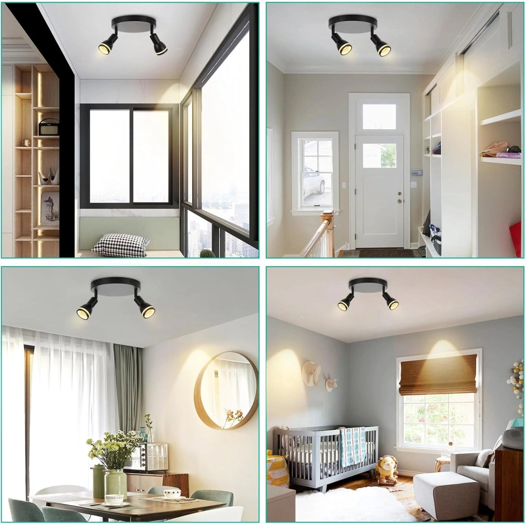 ZMH Faretto da soffitto 2 fiamme metallo GU10 per cucina ufficio soggiorno