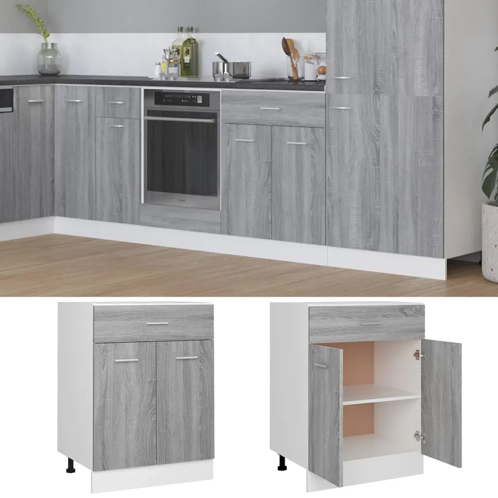 Mobiletto Grigio Sonoma 60x46x81,5 cm in Legno Multistrato cod mxl 74439