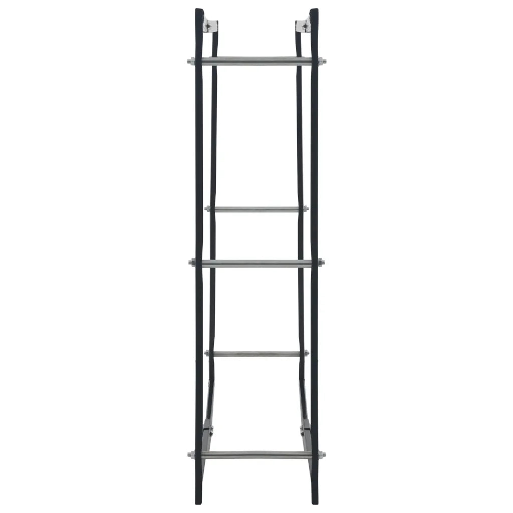 Rastrelliera per Legna da Ardere Nera 100x25x100 cm in Acciaio cod mxl 6347