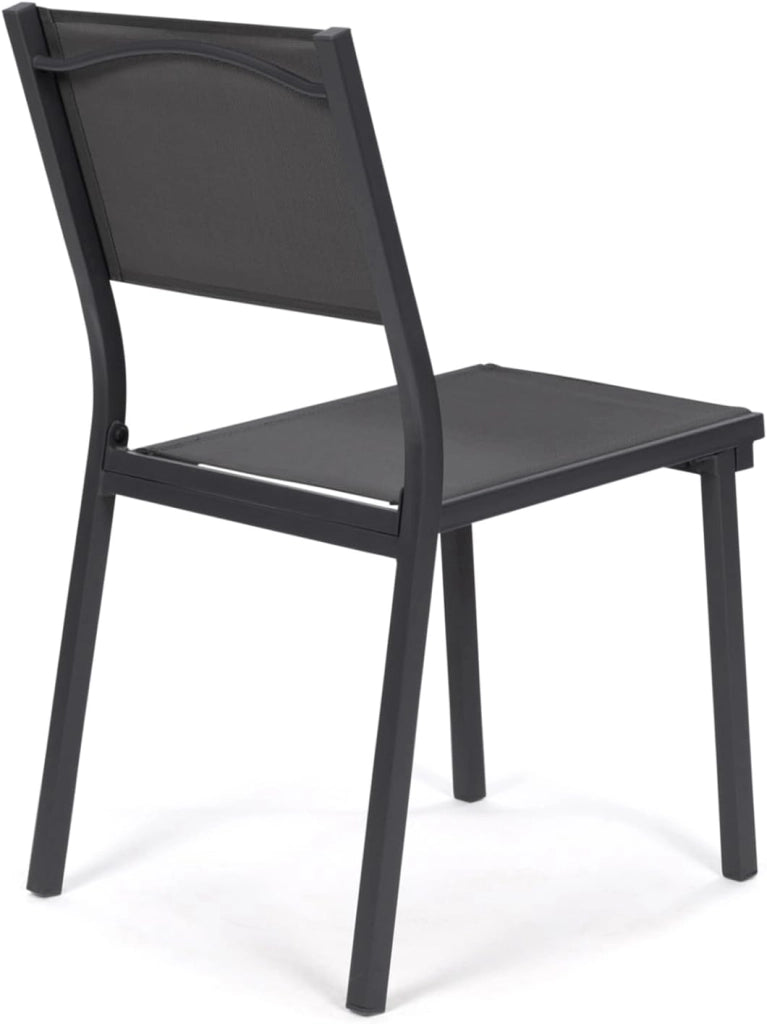 Set di 6 sedie da giardino impilabili OLBIA in metallo e textilene, grigio antracite