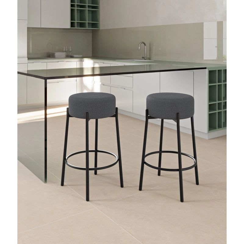 Set di 2 Sgabelli rivestito in tessuto Gambe metallo verniciato Syd 41cm X 41cm H 67cm Stones