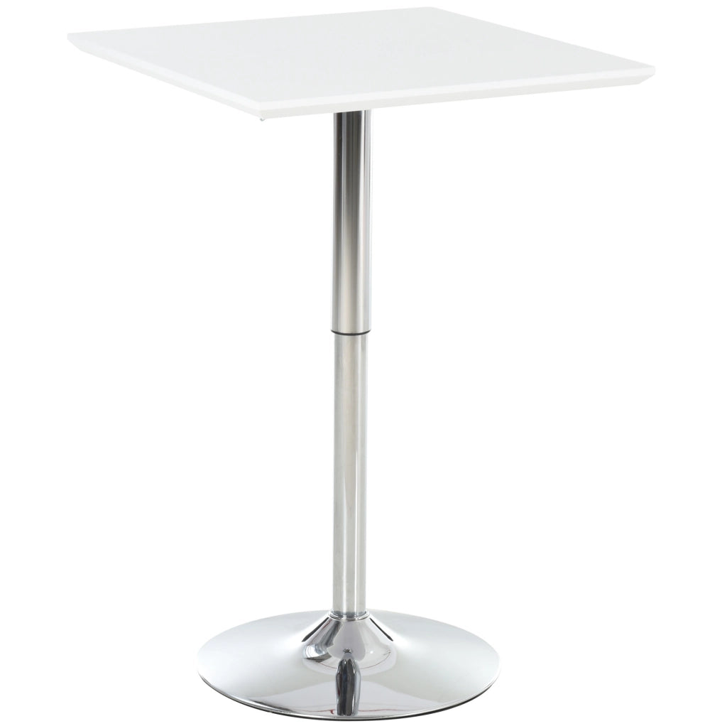 Tavolo Bistrot Quadrato 60x60 cm in Acciaio Bianco Regolabile in Altezza 71-92 cm per Cucina o Giardino