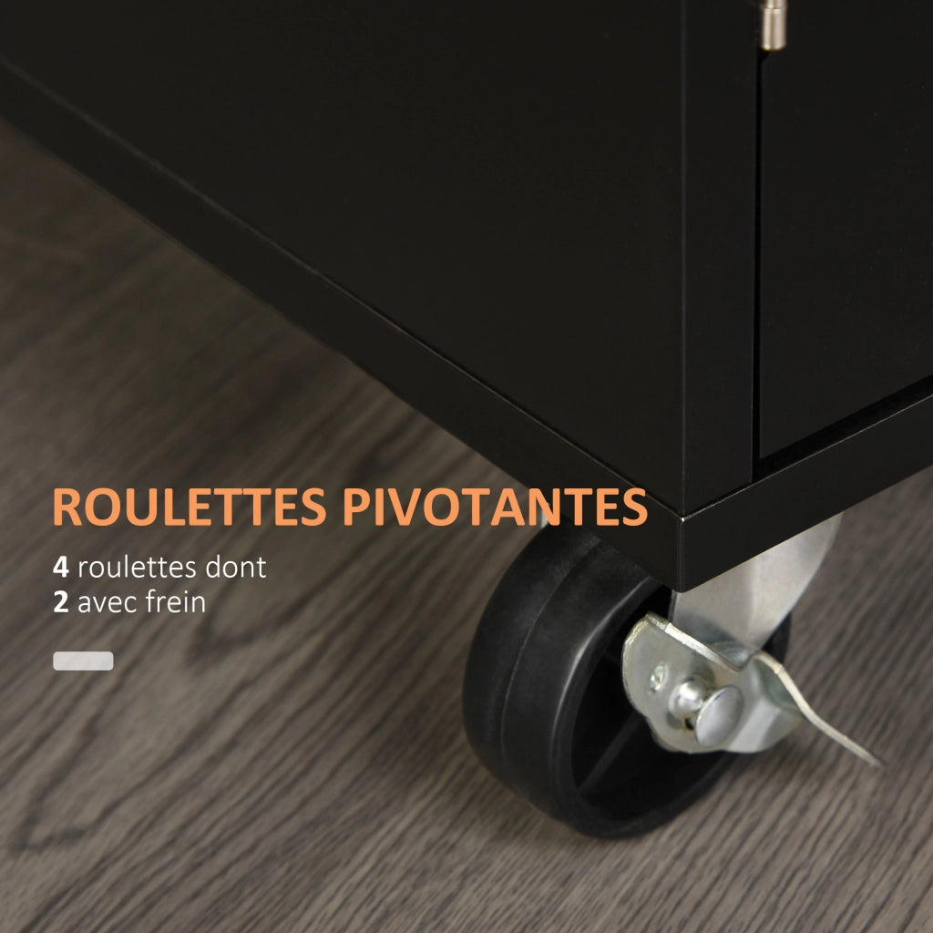 Tavolino da cucina con ruote e cassetto ¨C zephmum ¨C 83x45x91.5 cm nero