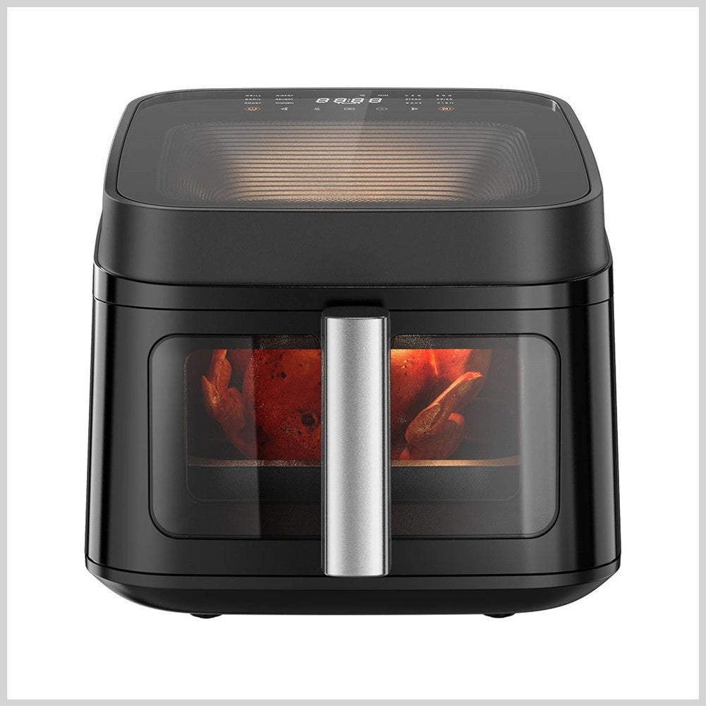 Trade Shop - Friggitrice Ad Aria Doppia Finestra Oblò Vetro Temperato Forno 6,5 Lt 1700w 12 Programmi -