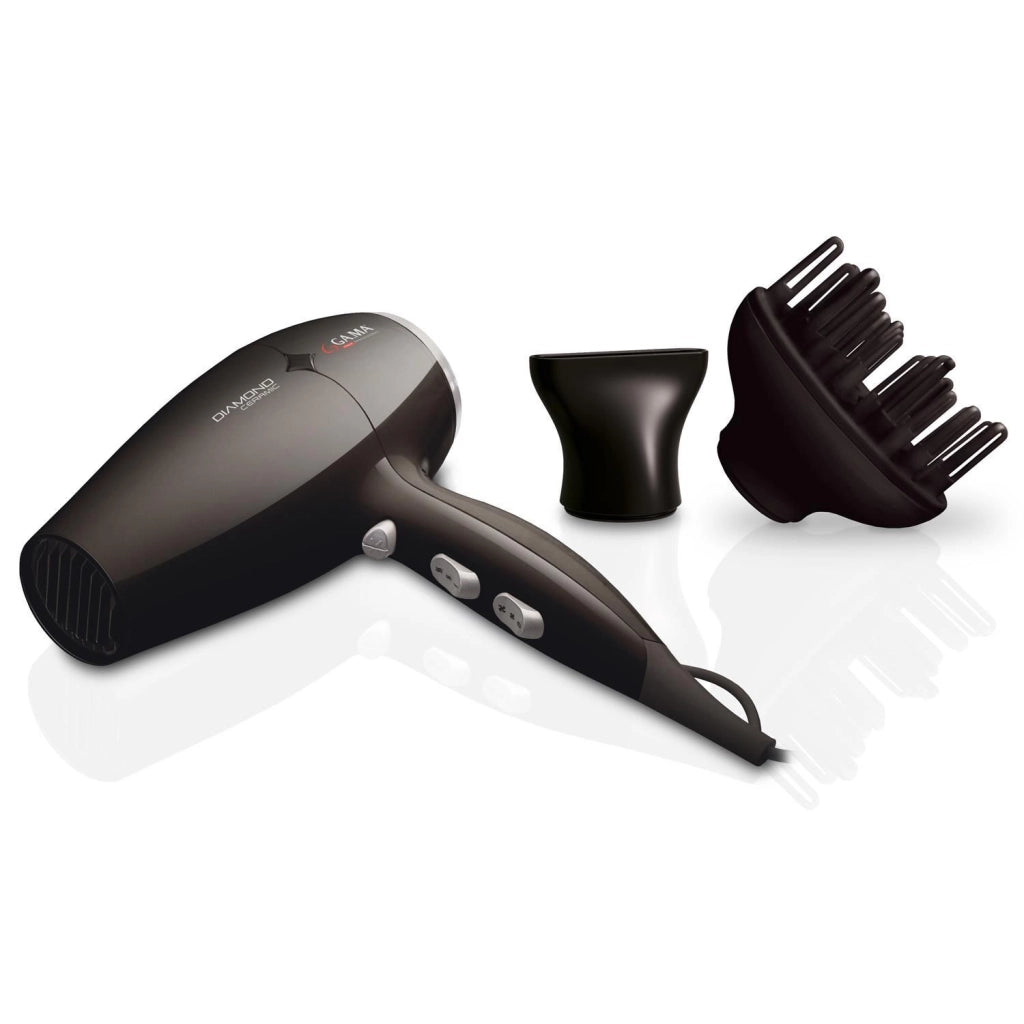 GA.MA Phon Diamond Ceramic, Tecnologia Ceramica, Ioni e Nano Silver, Massima Protezione per Capelli Sani e Splendenti, Anti Crespo, 2300 W, & Combinazioni Temperatura e Velocità, Inclusi una Bocchetta e un Diffusore
