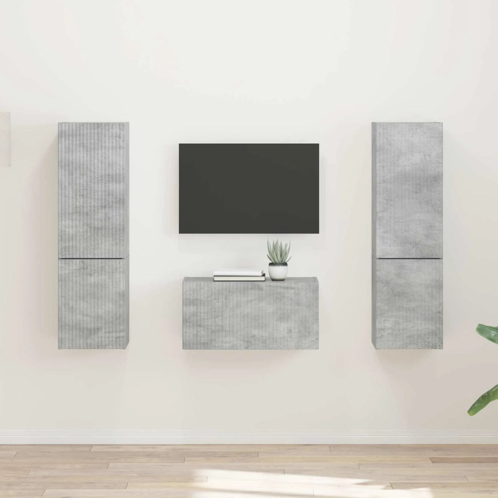 Set mobile TV 5 pcs Grigio cemento Legno multistrato