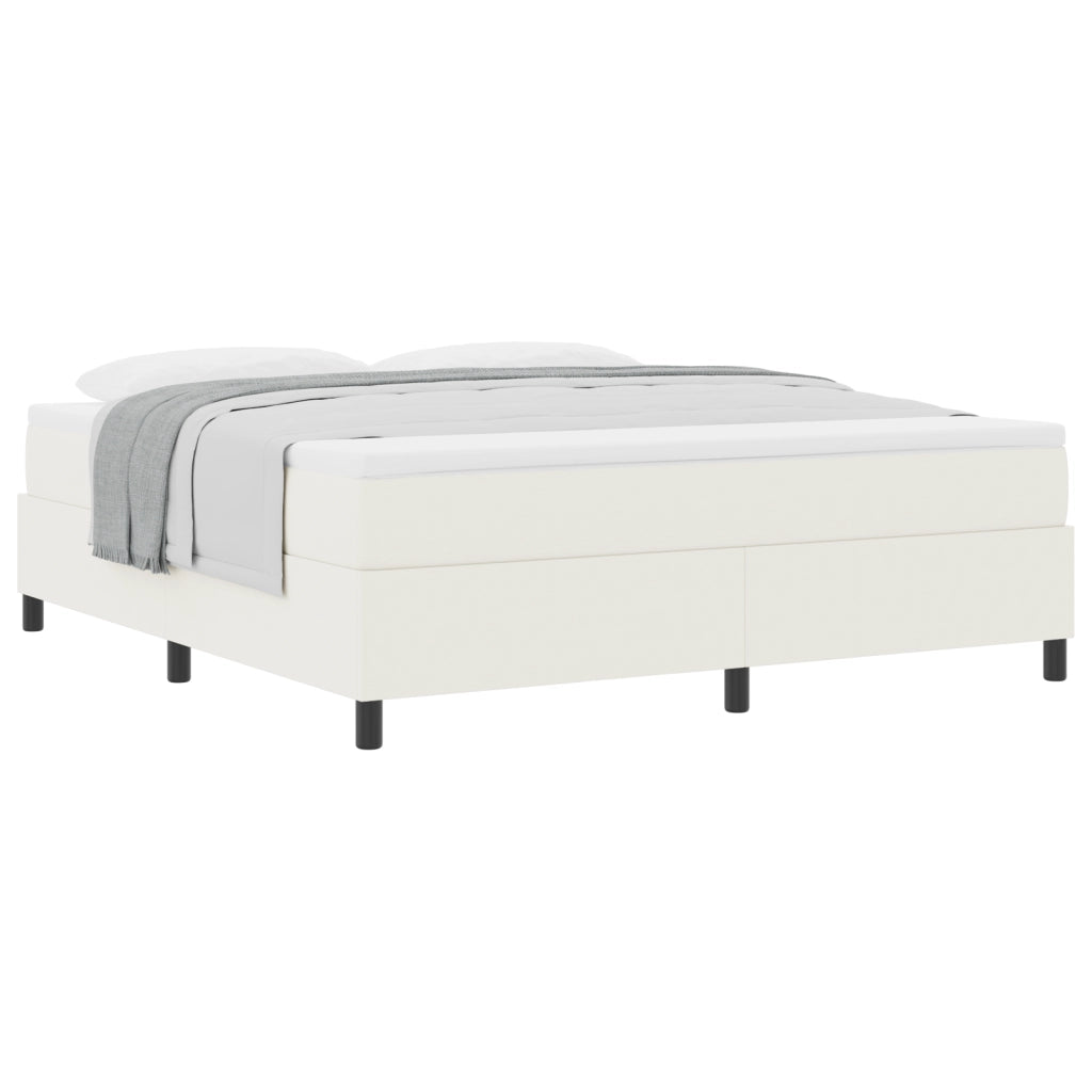Letto con Rete a Molle con Materasso Crema Super King Tessuto in Corduroy