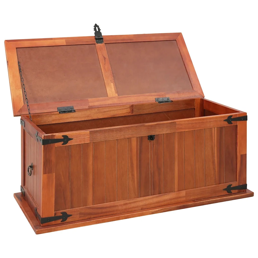 Cassapanca-Panca con Contenitore-Baule 90x45x40 cm in Legno Massello di Acacia