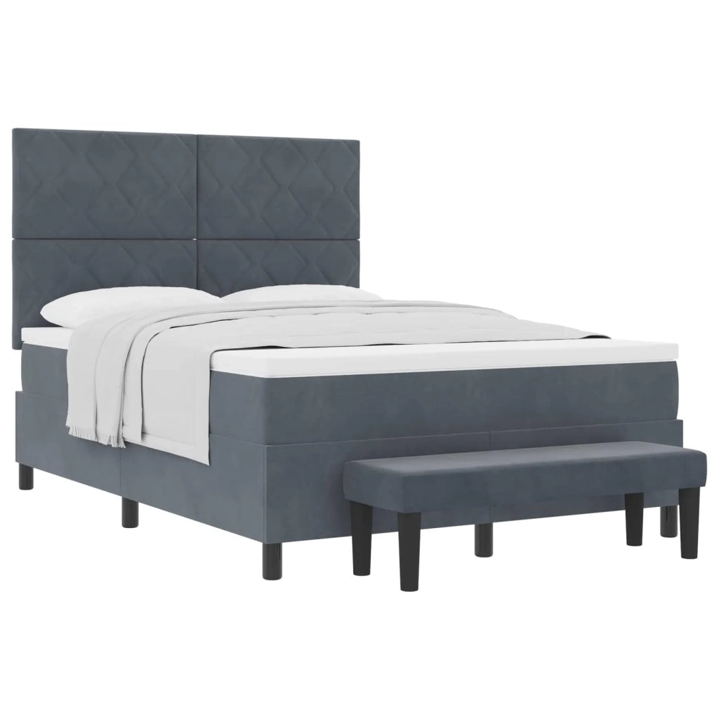 Letto a molle con testiera Grigio scuro 200 x 140 cm Velluto 3344583